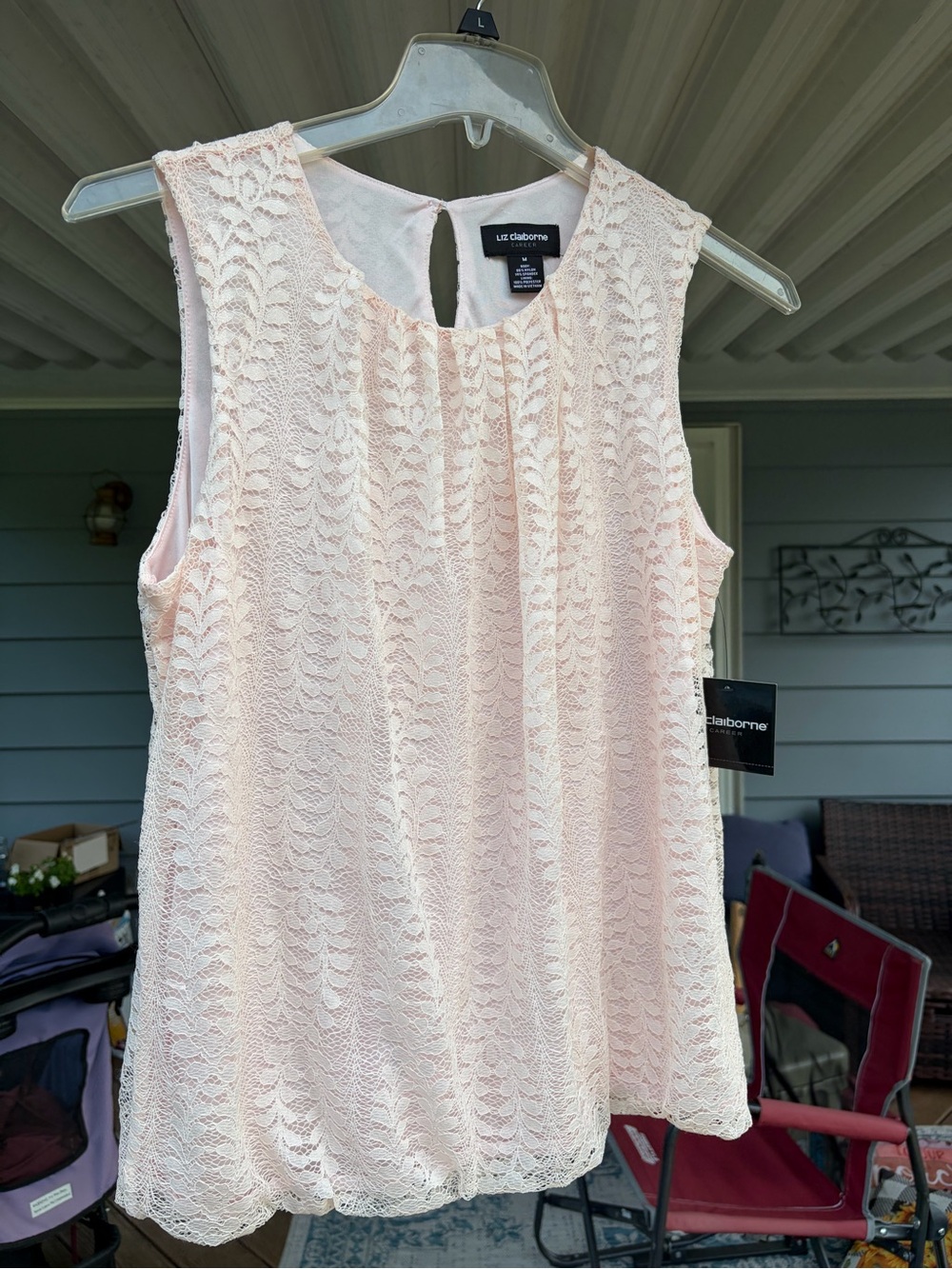 Liz Claiborne Pink Lace Sleeveless Tank Med